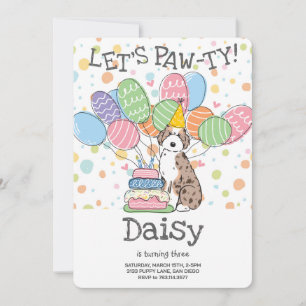 Red Merle Aussiedoodle Birthday Party Invitation