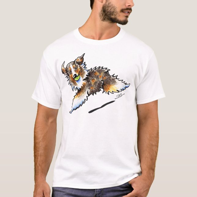 Red Merle Australian Shepherd Lets Play T-Shirt (Front)