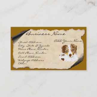 Red Merle Australian Shepherd on Parchment Business Card