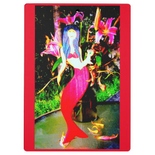 red mermaid beauty partying clipboard