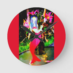 red mermaid beauty partying round clock