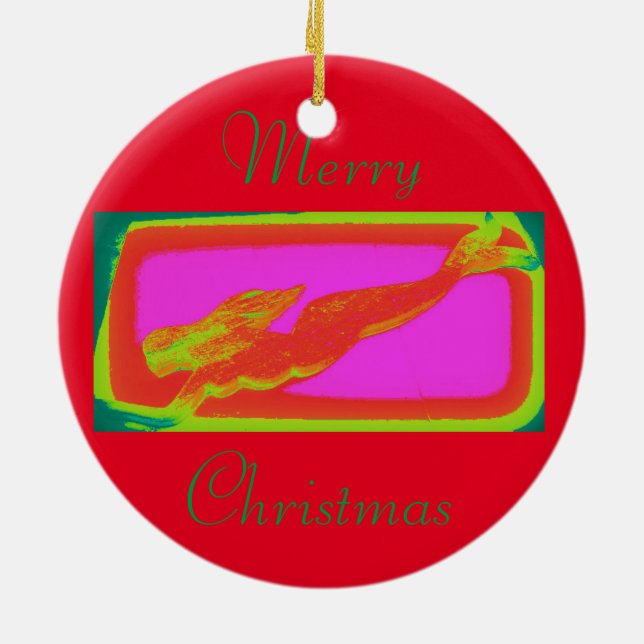 red mermaid customized ceramic ornament (Back)