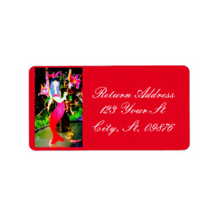 red mermaid partying label
