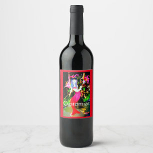 Red mermaid partying  Thunder_Cove Wine Label