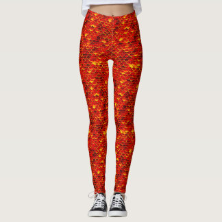 Red Mermaid Scale Leggings Ariel Inspired