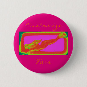 red mermaid swimming 2 inch round button