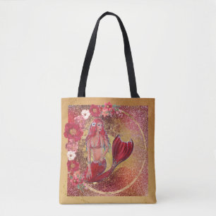 Red mermaid "Vivian"  underwater tropical fish Tote Bag
