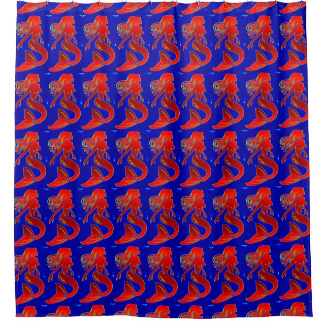 red mermaids on blue (Front)