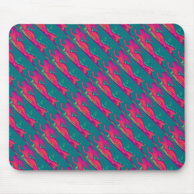 red mermaids swimming mousepad (Front)