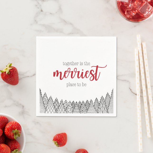 Red Merriest Place to Be Napkins (Insitu)