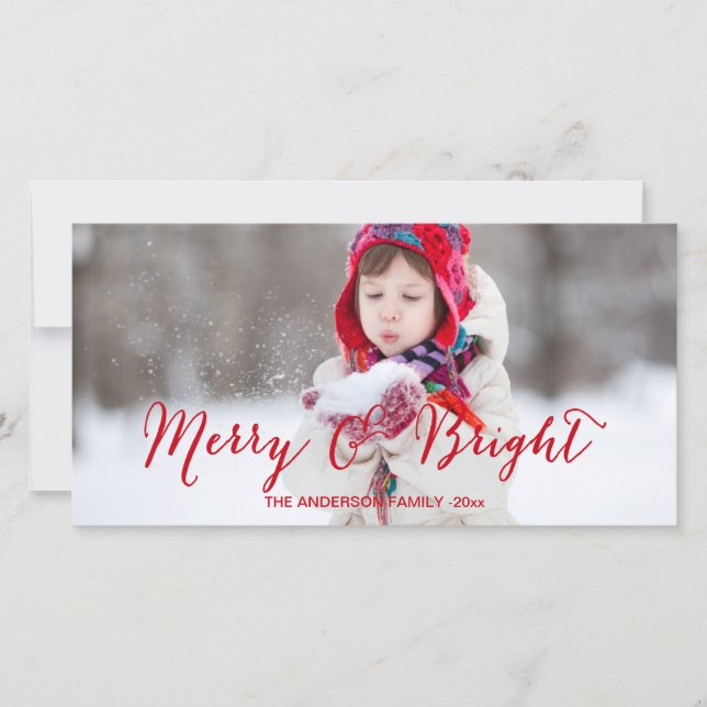 Red Merry and Bright | Modern Holiday Photo Card (Front)