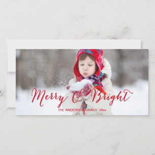 Red Merry and Bright Modern Holiday Photo Card