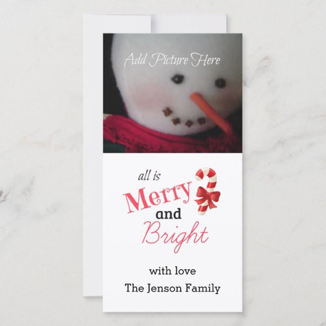 Red Merry and Bright Photo Card (Front)