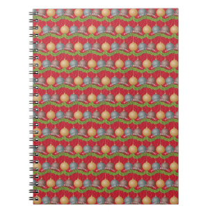 RED Merry Christmas ball ornaments pattern Notebook