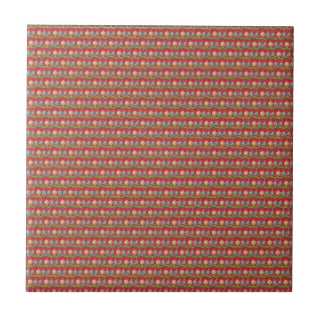 RED Merry Christmas ball ornaments pattern Tile (Front)