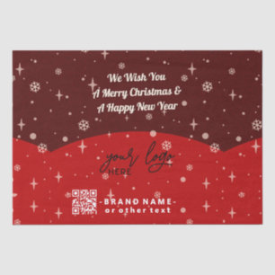 Red Merry Christmas Business Logo QR code Tissue P Tissue Paper