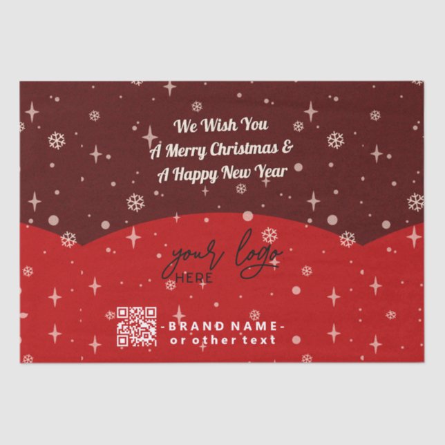 Red Merry Christmas Business Logo QR code Tissue P Tissue Paper (Front)