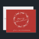 Red Merry Christmas Floral Wreath Simple Custom Holiday Card<br><div class="desc">This festive holiday folded card in red features a simple flat wreath with Merry Christmas in trendy script lettering. Personalize it with your preferred greeting and your name!</div>