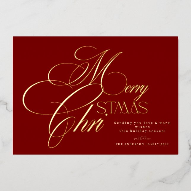 Red Merry Christmas Foil Holiday Card (Front)