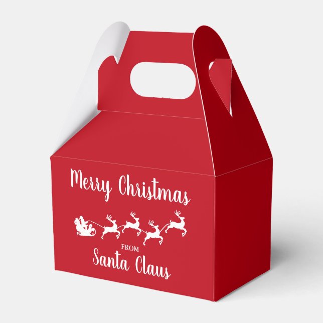 Red Merry Christmas From Santa Claus Favor Box (Front Side)