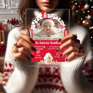 Red Merry Christmas Graffiti Party Photos  Acrylic Invitations