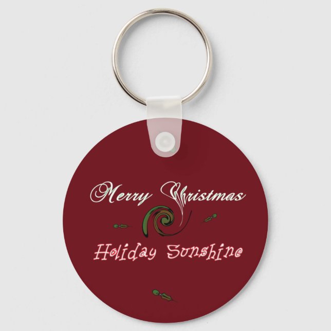 Red Merry Christmas Holiday Sunshine Wishes.png Keychain (Front)