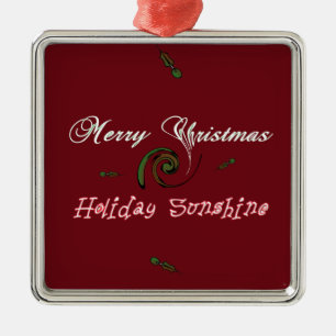Red Merry Christmas Holiday Sunshine Wishes.png Metal Ornament