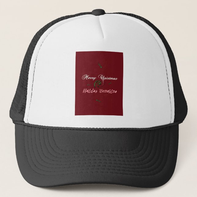 Red Merry Christmas Holiday Sunshine Wishes. Trucker Hat (Front)