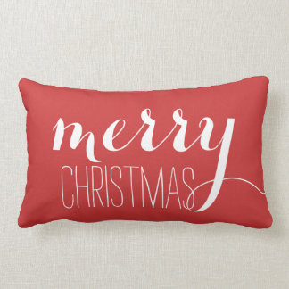 Red Merry Christmas | Holiday Throw Lumbar Pillow