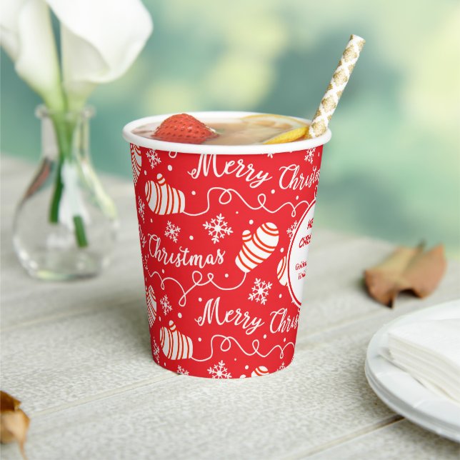 Red Merry Christmas Mittens Paper Cups (Insitu)
