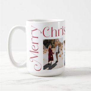 Red Merry Christmas Modern Type Photo Coffee Mug