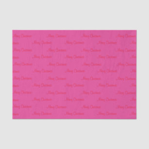 Red Merry Christmas on Pink Tissue Paper