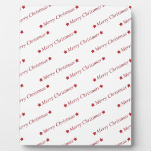 Red Merry Christmas On Whote Background Plaque