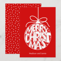 Red Merry Christmas Ornament Christmas Card