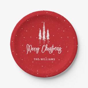 Red Merry Christmas Paper Plate