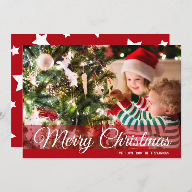 Red Merry Christmas Photo Card (Front/Back)