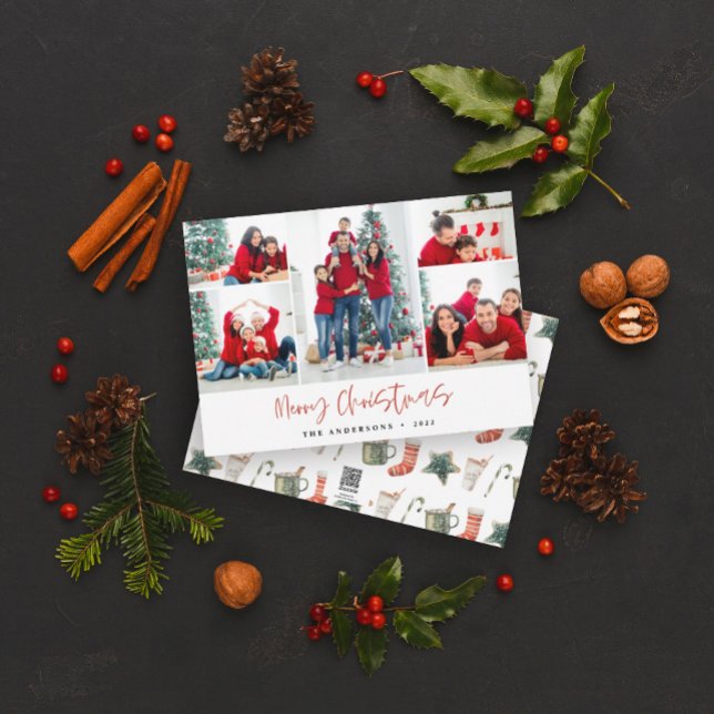 Red Merry Christmas Photo Card Five Pictures (Creator Uploaded)