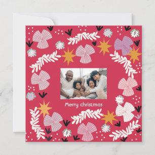 red merry christmas photo collage personalized invitation