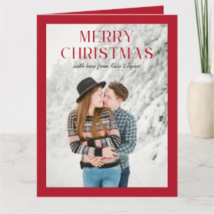 red merry christmas photo holiday card