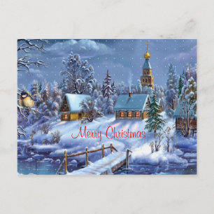 Red Merry Christmas Postcard