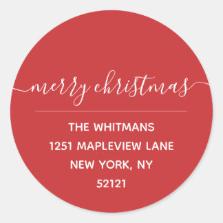 Red Merry Christmas Return Address Label