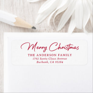 Red Merry Christmas Return Address Labels