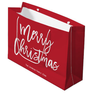 Red Merry Christmas Script Gift Bags