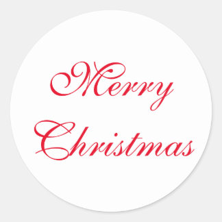 Red Merry Christmas Script | Holiday Classic Round Sticker