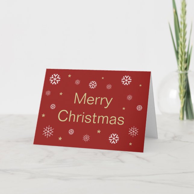 Red Merry Christmas Snowflakes Blank Card (Front)