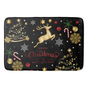 Red Merry Christmas Tree  Bath Mat