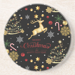 Red Merry Christmas Tree Coaster