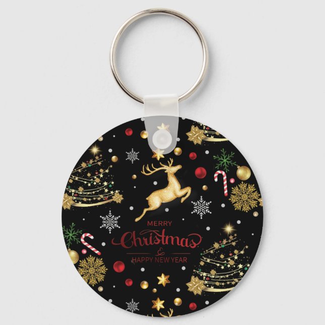 Red Merry Christmas Tree Keychain (Front)