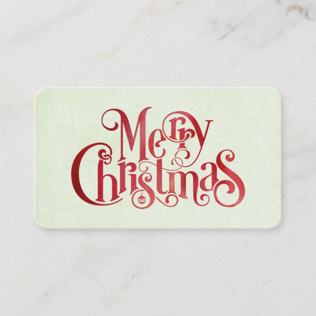 Red Merry Christmas Typography Festive Font Business Card (Front)