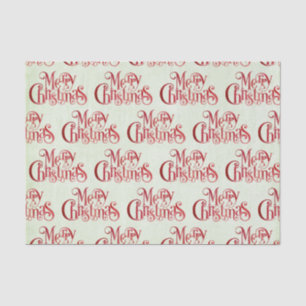 Red Merry Christmas Typography Festive Font Tissue Paper